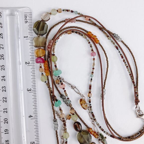 Signed Silpada Necklace N2112 Sterling Layered Leather Glass Bead Boho 2011-2012 - Picture 11 of 12